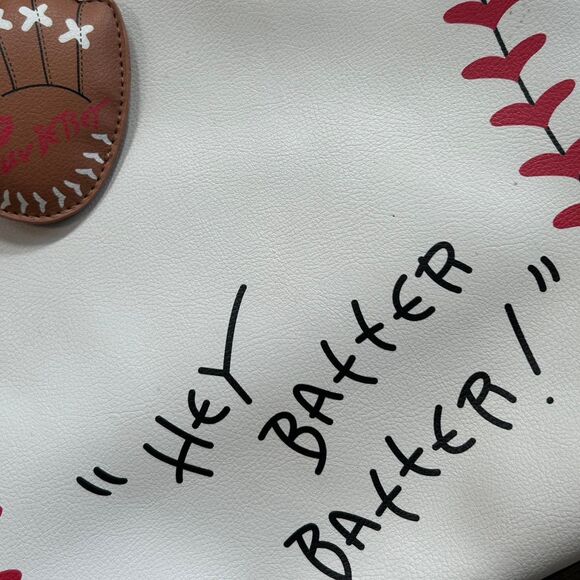 Betsey Johnson Baseball "Hey Batter" Tote Bag with charm - Picture 6 of 6